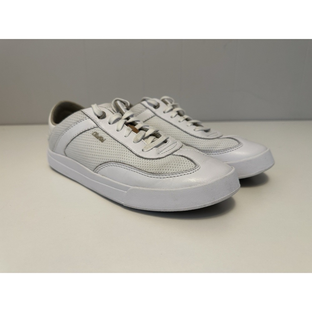 Olukai Kilea Lace Up Sneaker Womens 8.5White Leather Casual Comfort Walking Shoe